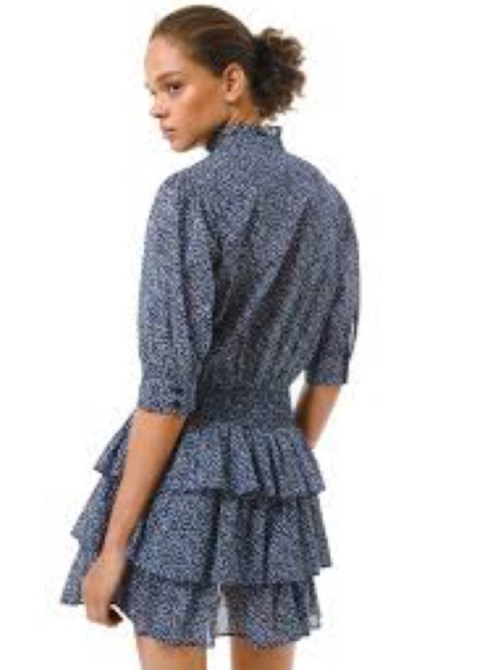 Michael Kors Navy Blue Floral Tiered Mini Dress